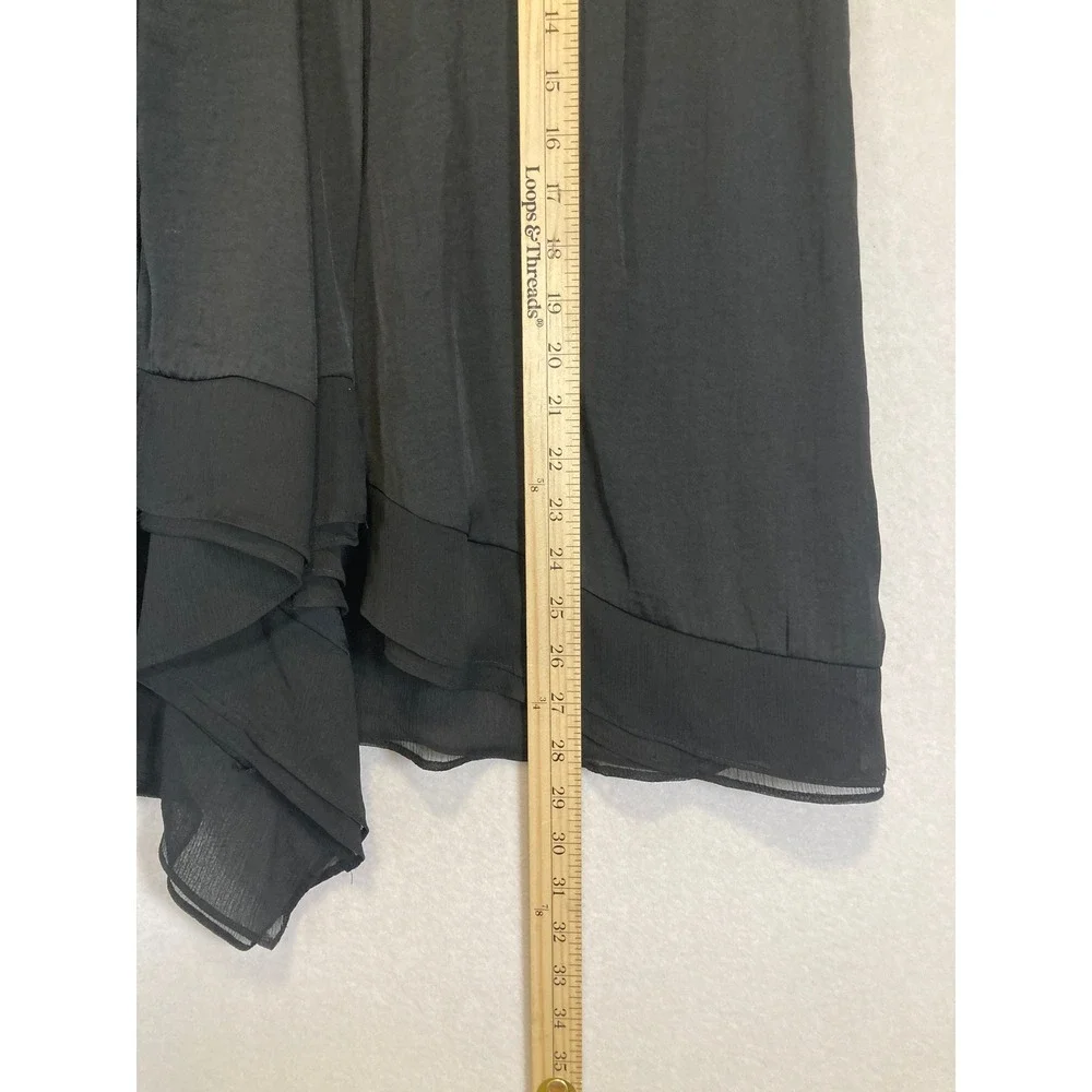 Chic Simply Vera Vera Wang Women XL Black Asymmetrical Drape V-Neck Blouse Top - Picture 5 of 10
